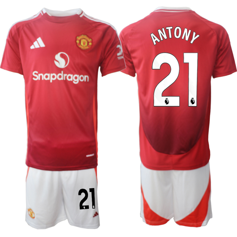 Men's Manchester United home 21# ANTONY 2024-25 Suit Soccer Jerseys