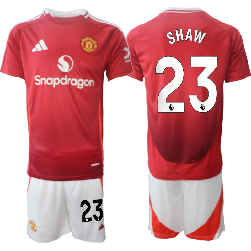 Men's Manchester United home 23# SHAW 2024-25 Suit Soccer Jerseys