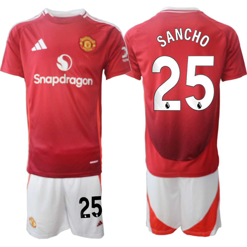 Men's Manchester United home 25# SANCHO 2024-25 Suit Soccer Jerseys