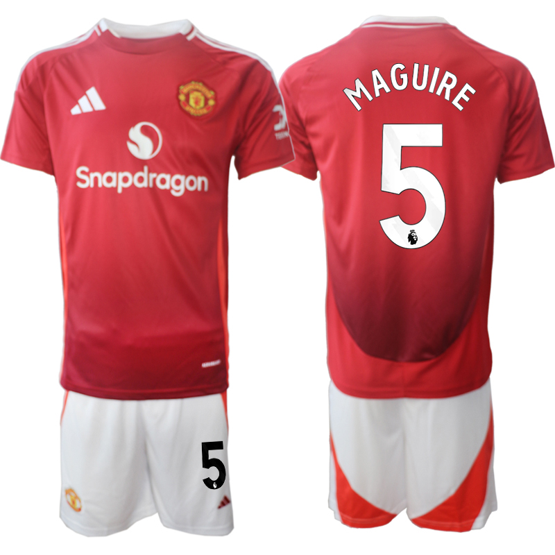 Men's Manchester United home 5# MAGUIRE 2024-25 Suit Soccer Jerseys