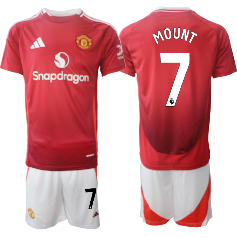 Men's Manchester United home 7# MOUNT 2024-25 Suit Soccer Jerseys