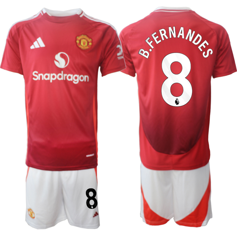 Men's Manchester United home 8# B.FERNANDES 2024-25 Suit Soccer Jerseys