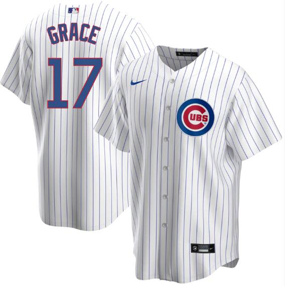 Men's Mark Grace Chicago Cubs #17 Home Pinstripe Men's Replica Jersey