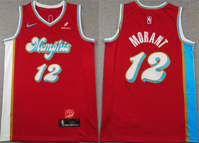 Men's Memphis Grizzlies #12 Ja Morant Red 2024-25 City Edition Stitched Basketball Jersey1