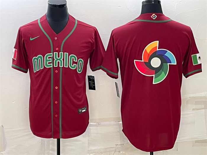 Men's Mexico Baseball 2023 Red World Baseball Big Logo Classic Replica Stitched JerseyS