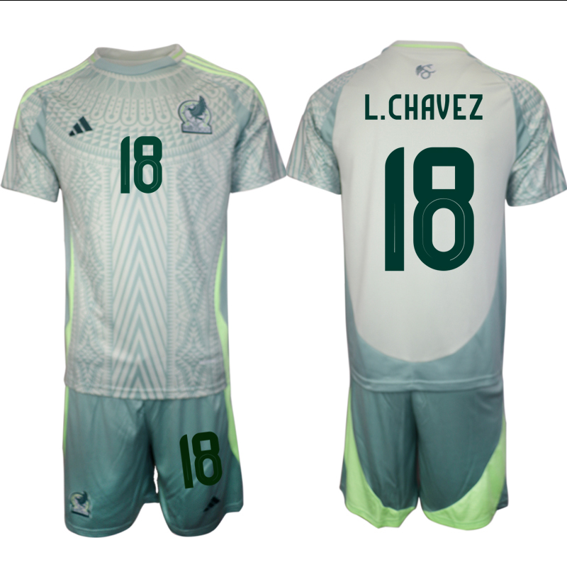 Men's Mexico away 18# L.CHAVEZ 2024-25 Suit Soccer Jerseys