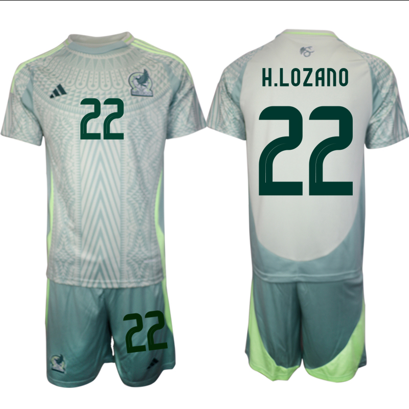 Men's Mexico away 22# H.LOZANO 2024-25 Suit Soccer Jerseys