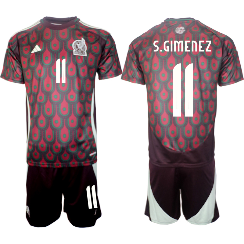 Men's Mexico home 11# S.GIMENEZ 2024-25 Suit Soccer Jerseys