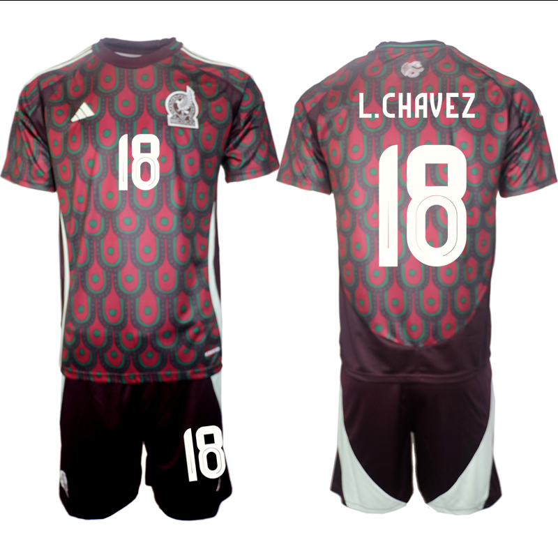 Men's Mexico home 18# L.CHAVEZ 2024-25 Suit Soccer Jerseys