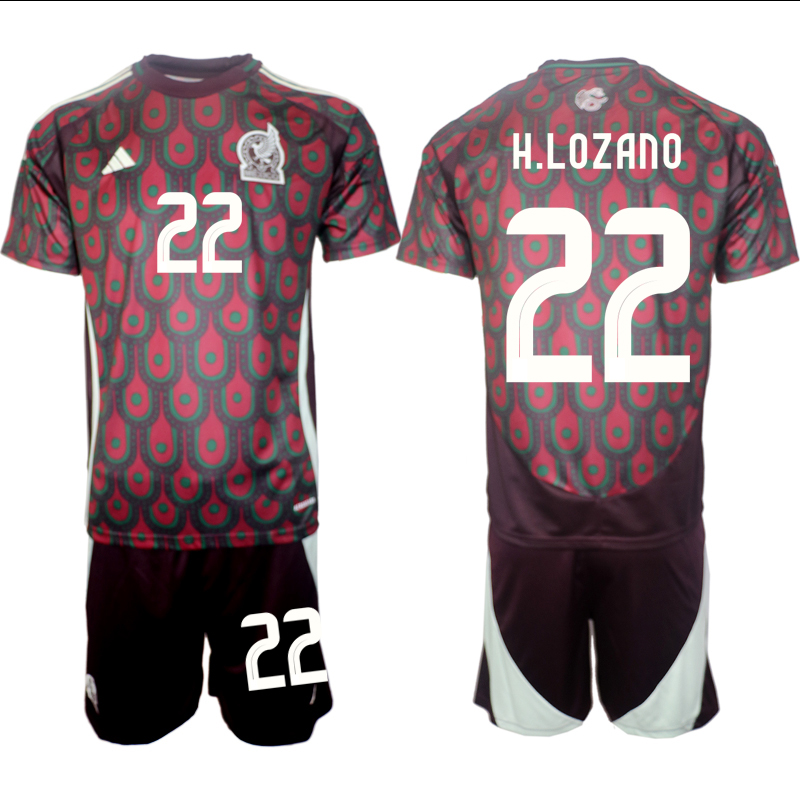 Men's Mexico home 22# H.LOZANO 2024-25 Suit Soccer Jerseys