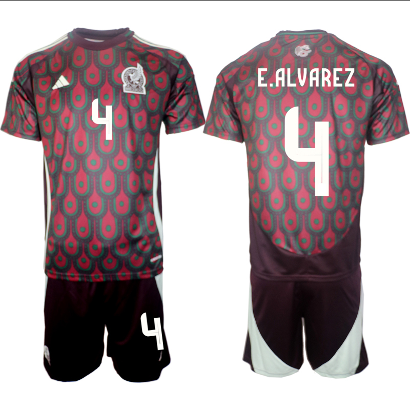 Men's Mexico home 4# E.ALVAREZ 2024-25 Suit Soccer Jerseys