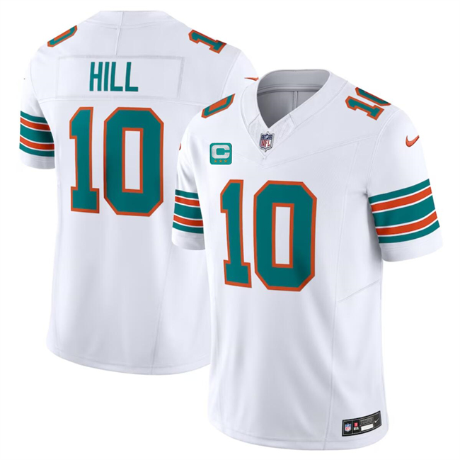 Men's Miami Dolphins #10 Tyreek Hill White F.U.S.E Alternate With 3-Star C Patch Vapor Limited Stitched Football Jersey