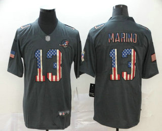 Men's Miami Dolphins #13 Dan Marino 2019 Black Salute To Service USA Flag Fashion Limited Jersey