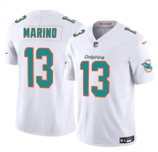 Men's Miami Dolphins #13 Dan Marino White 2023 F.U.S.E Vapor Limited Football Stitched Jersey