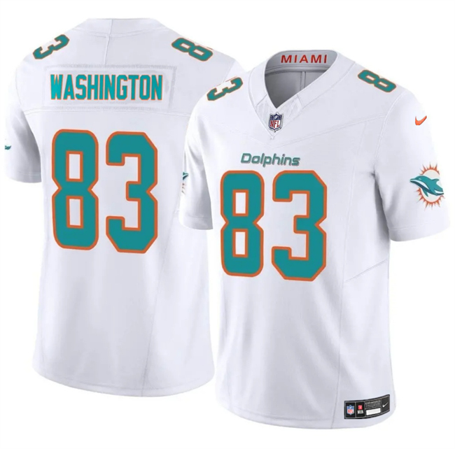 Men's Miami Dolphins #83 Malik Washington White 2024 F.U.S.E Vapor Limited Stitched Football Jersey