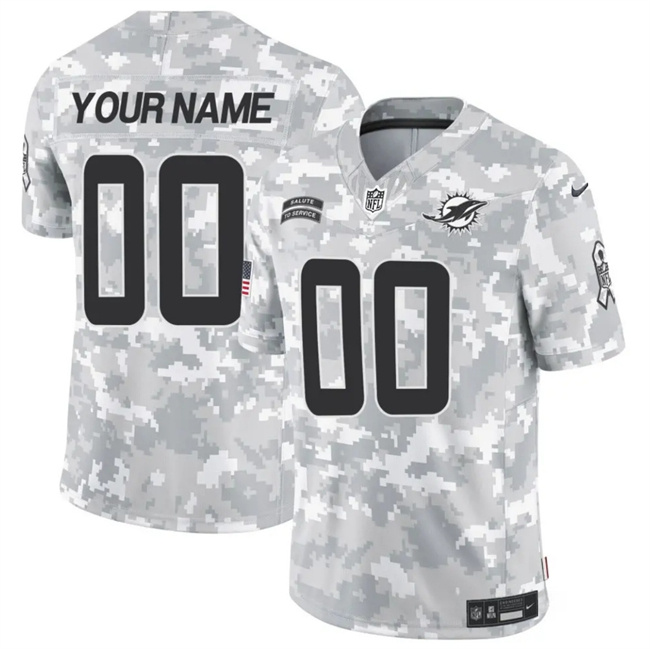 Men's Miami Dolphins Active Player Custom 2024 F.U.S.E Arctic Camo Salute To Service Limited Stitched Football Jersey