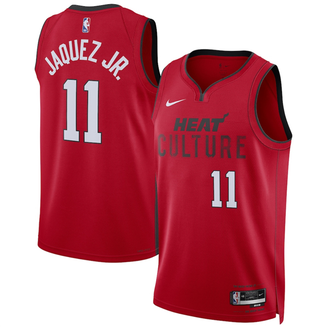 Men's Miami Heat #11 Jaime Jaquez Jr. Red 2024-25 City Edition Stitched Basketball Jersey