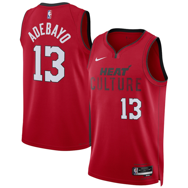 Men's Miami Heat #13 Bam Adebayo Red 2024-25 City Edition Stitched Basketball Jersey