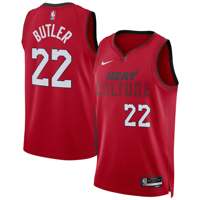 Men's Miami Heat #22 Jimmy Butler Red 2024-25 City Edition Stitched Basketball Jersey