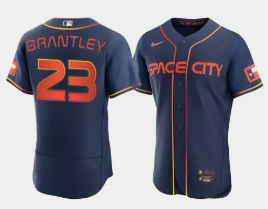 Men's Michael Brantley Houston Astros #23 New 2022 Space City Connect Jersey Navy Stitched Uniform