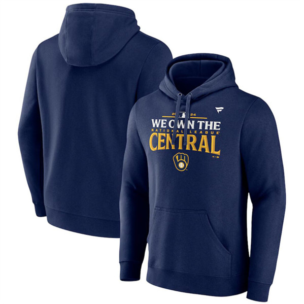 Men's Milwaukee Brewers Navy 2024 NL Central Division Champions Locker Room Pullover Hoodie