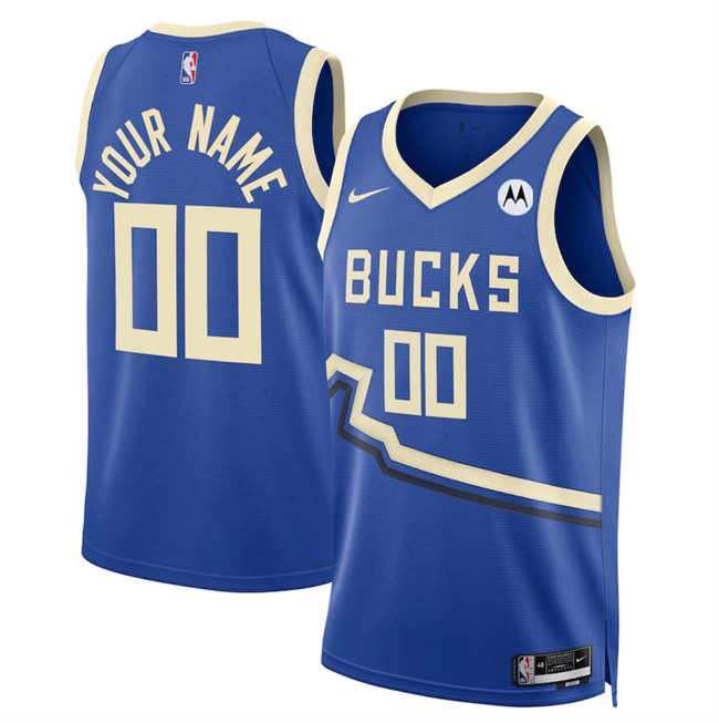 Men's Milwaukee Bucks Active Player Custom Royal 2024-25 City Edition Stitched Basketball Jersey