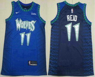 Men's Minnesota Timberwolves #11 Naz Reid Blue Black City Edition Swingman Stitched Jersey