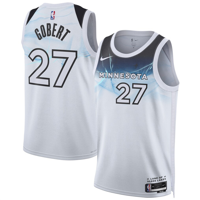 Men's Minnesota Timberwolves #27 Rudy Gobert White 2024-25 City Edition Stitched Jersey