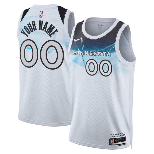 Men's Minnesota Timberwolves Active Player Custom White 2024-25 City Edition Stitched Jersey