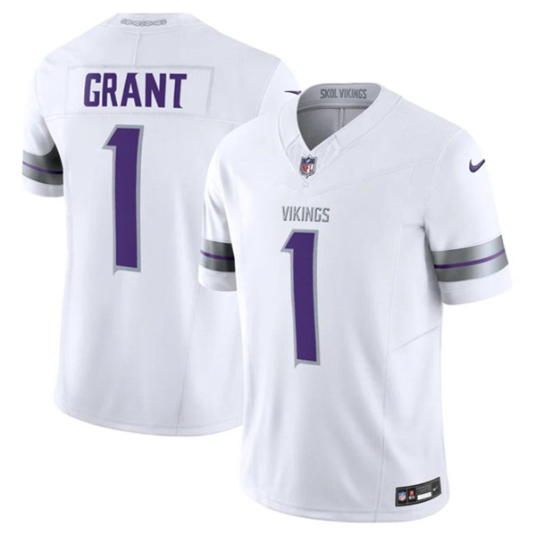 Men's Minnesota Vikings #1 Bud Grant White F.U.S.E. Winter Warrior Limited Football Stitched Jersey