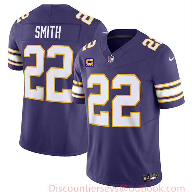 Men's Minnesota Vikings #22 Harrison Smith Purple 2024 F.U.S.E. Throwback With 4-Star C Patch Vapor Untouchable Limited Stitched Jersey