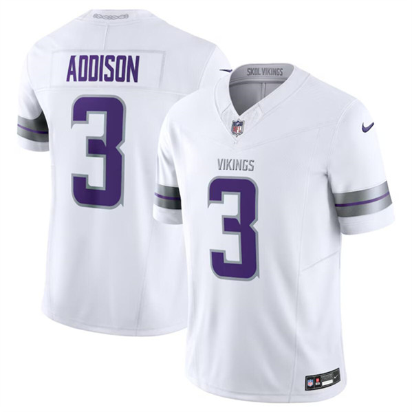 Men's Minnesota Vikings #3 Jordan Addison White F.U.S.E. Winter Warrior Limited Football Stitched Jersey