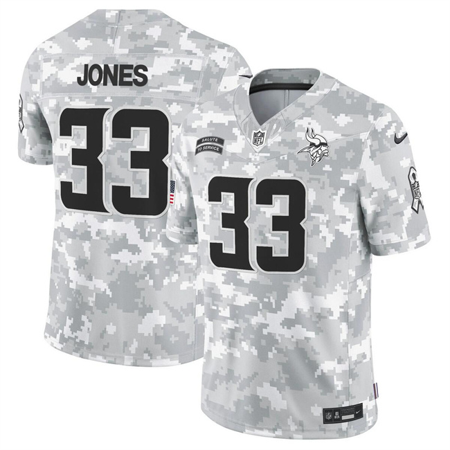 Men's Minnesota Vikings #33 Aaron Jones 2024 F.U.S.E Arctic Camo Salute To Service Limited Stitched Football Jersey