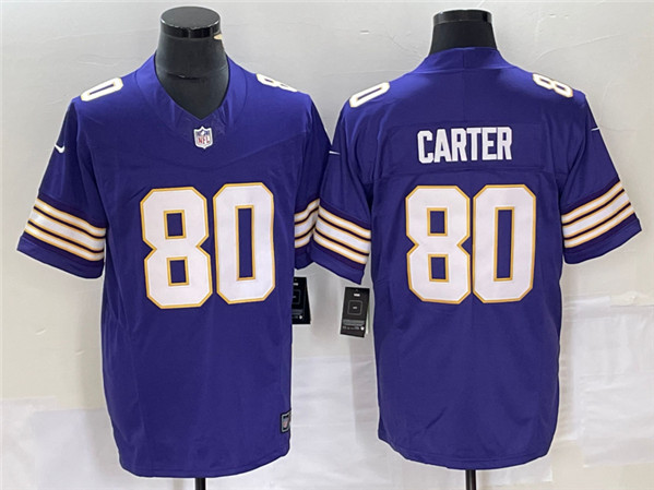 Men's Minnesota Vikings #80 Cris Carter Purple 2023 F.U.S.E. Vapor Untouchable Limited Stitched Jersey