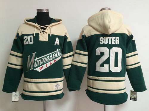 Men's Minnesota Wild #20 Ryan Suter Old Time Hockey Green Hoodie