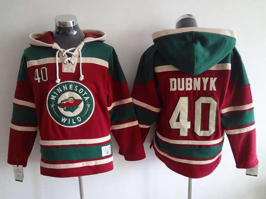 Men's Minnesota Wild #40 Devan Dubnyk Old Time Hockey Red Hoodie