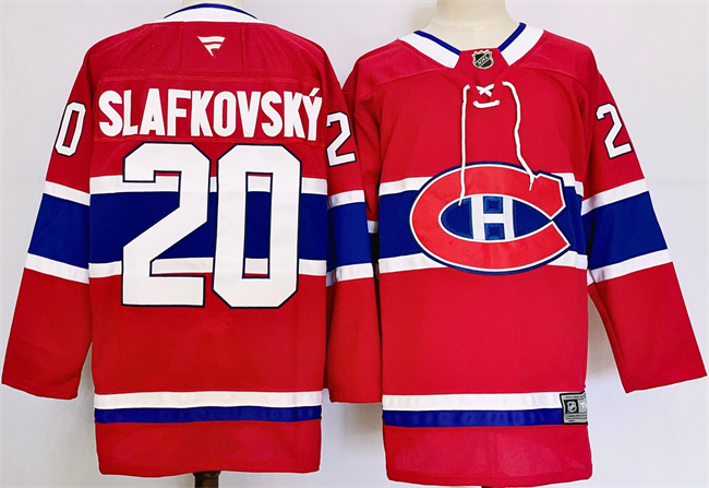 Men's Montreal Canadiens #20 Juraj Slafkovsky Red 2024-25 Stitched Jersey