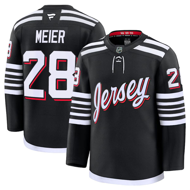 Men's New Jersey Devils #28 Timo Meier Black 2024-25 Alternate Stitched Hockey Jersey