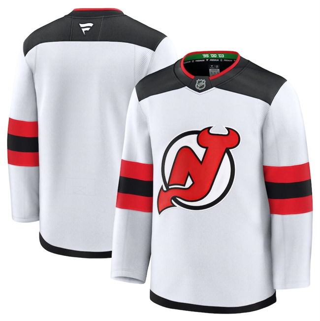 Men's New Jersey Devils Blank White 2024-25 Away Stitched Hockey Jersey