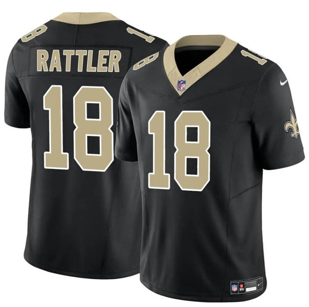 Men's New Orleans Saints #18 Spencer Rattler Black F.U.S.E. Vapor Limited Football Stitched Jersey