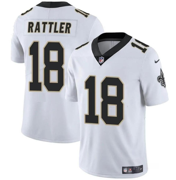 Men's New Orleans Saints #18 Spencer Rattler White Vapor Limited Football Stitched Jersey