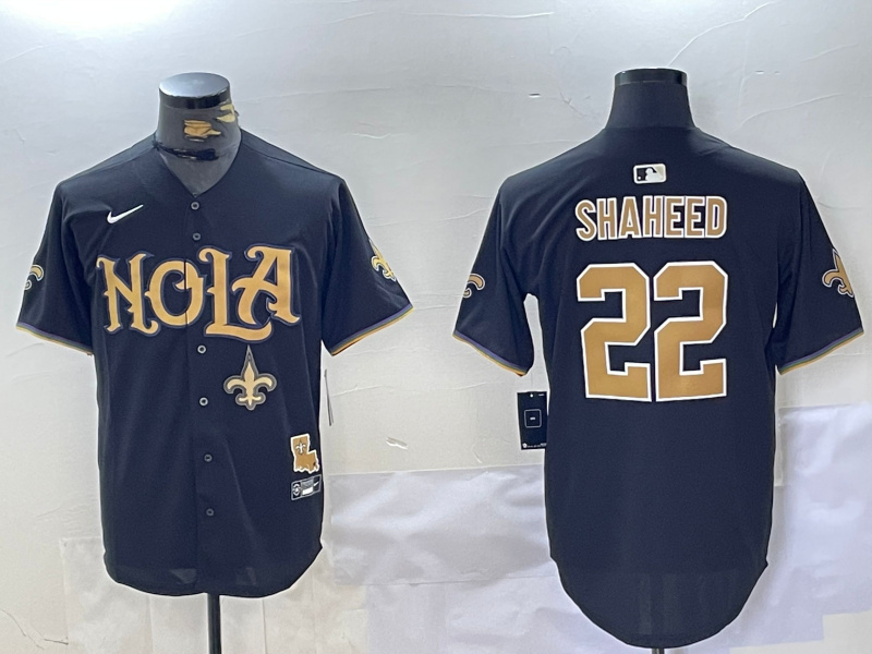 Men's New Orleans Saints #22 Rashid Shaheed Black Cool Base Stitched Baseball Jersey1