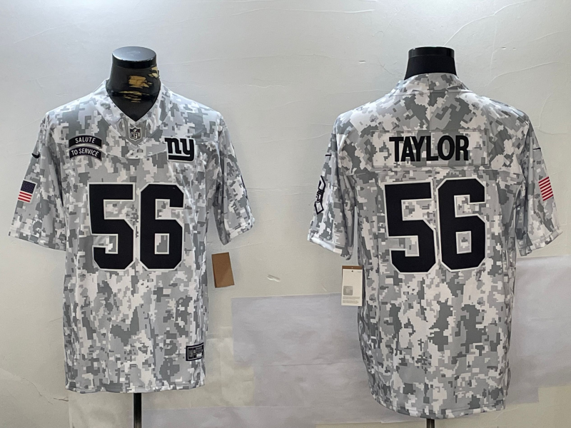 Men's New York Giants #56 Lawrence Taylory Arctic Camo 2024 FUSE Salute to Service Limited Stitched Jersey