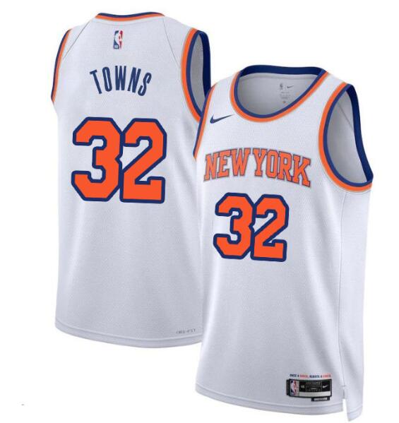 Men's New York Knicks #32 Karl-Anthony Towns Basketball 2024 Association Edition Fan Support Team White Jersey