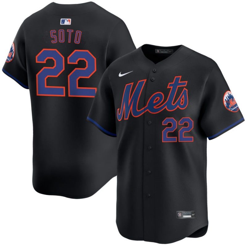 Men's New York Mets #22 Juan Soto Black 2024 Alternate Limited Stitched Baseball Jersey