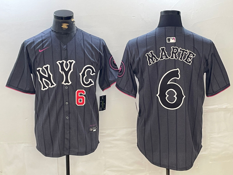 Men's New York Mets #6 Starling Marte Gray 2024 City Connect Cool Base Stitched Jerseys