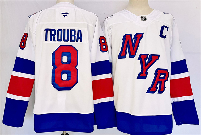 Men's New York Rangers #8 Jacob Trouba White 2024-25 Stadium Series Stitched Jersey