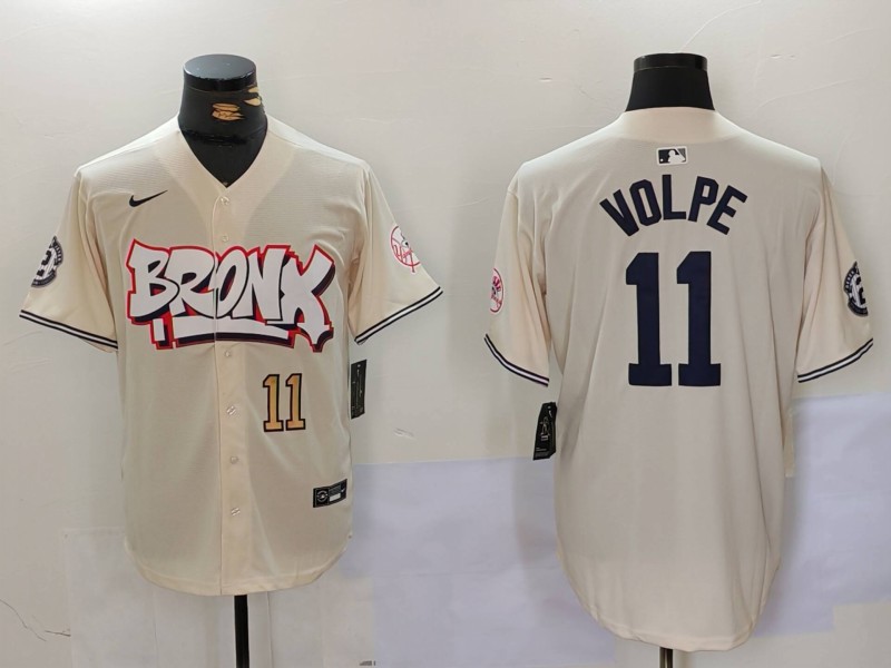 Men's New York Yankees #11 Anthony Volpe Cream Limited Stitched Baseball Jerseys