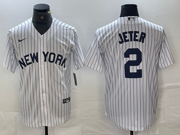 Men's New York Yankees #2 Derek Jeter White 2024 Cool Base Stitched Jerseys