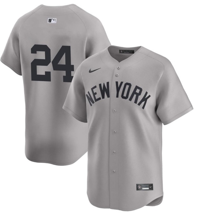 Men's New York Yankees #24 Alex Verdugo No Name On Back Gray 2024 Away Limited Cool Base Stitched Baseball Jersey